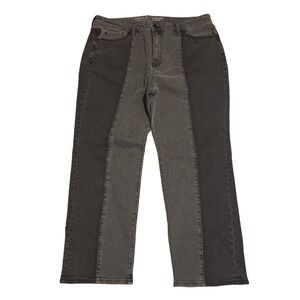 Torrid High-Rise Straight Classic Denim Two-Tone Grey Black Colorblock Jeans 16S